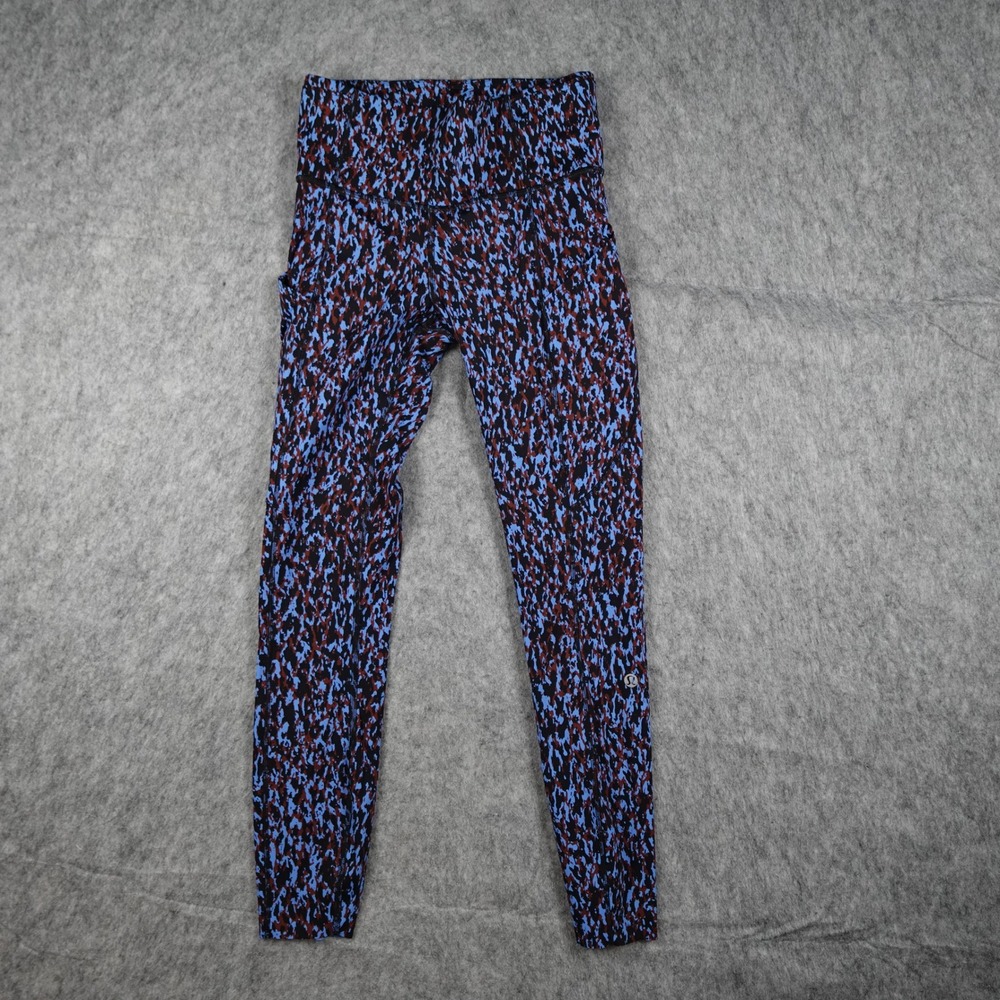 Lululemon Leggings Womens 4 Blue Camo Fast Free High Rise 25" Nulux Tight Pocket